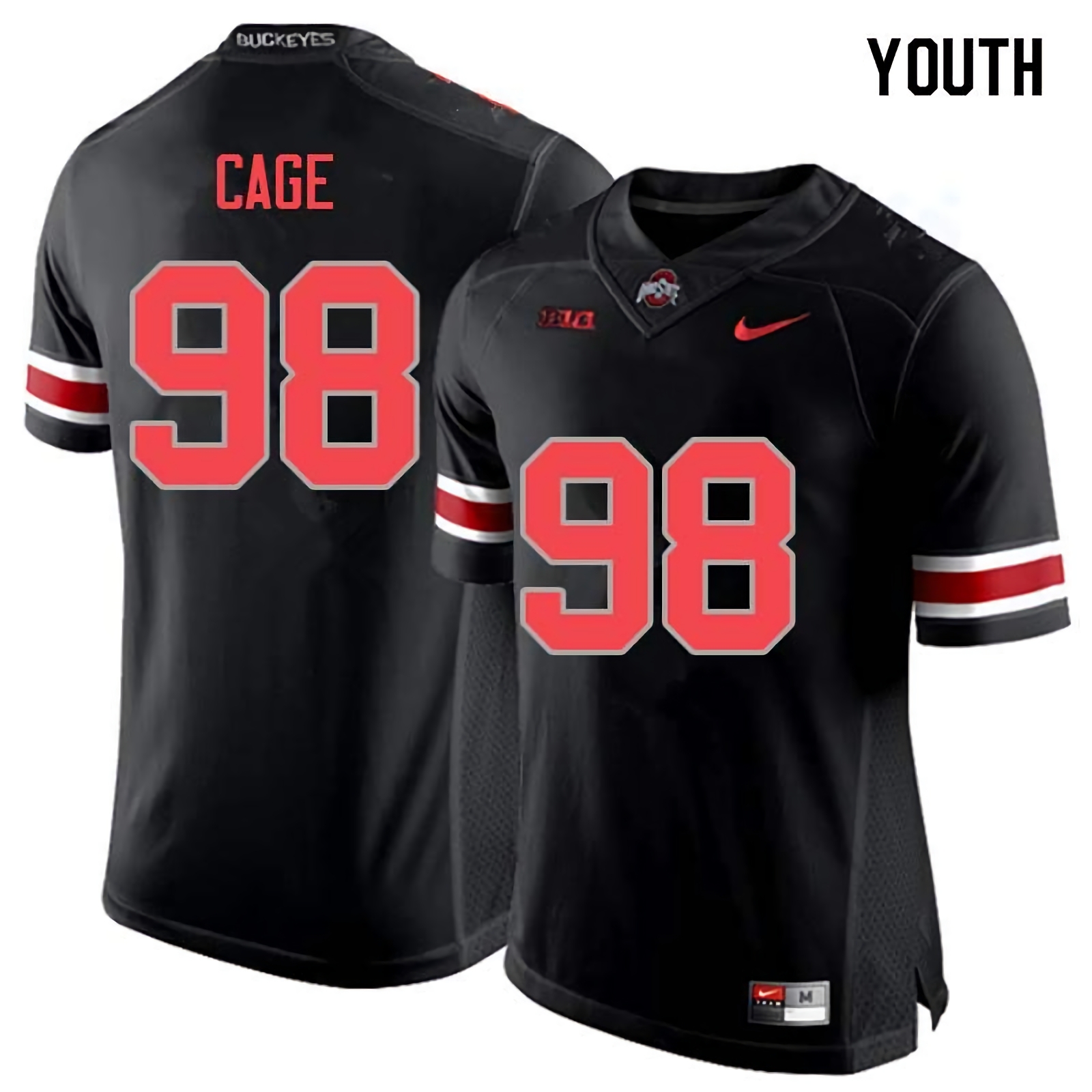 Jerron Cage Ohio State Buckeyes Youth NCAA #98 Nike Blackout College Stitched Football Jersey XUT7056VU
